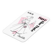 Fashion Bride Pink Save the Date flexibler Magnet (Linke Seite)
