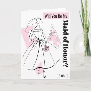 Fashion Bride Pink Sei meine Trauzeugin-Karte Einladung