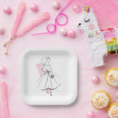 Fashion Bride Pink Square Pappteller (Party)