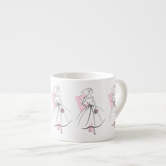 Fashion Bride Pink Tasse Espresso (Vorderseite Rechts)