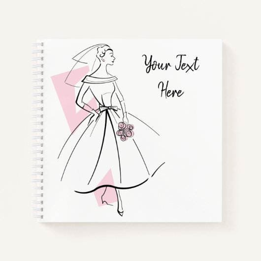 Fashion Bride Pink Text Notebook Quadrat Notizblock (Vorderseite)