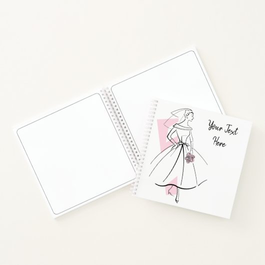 Fashion Bride Pink Text Notebook Quadrat Notizblock (Innenseite)