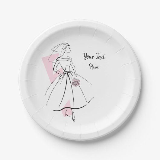 Fashion Bride Pink Text Paper Teller (Vorderseite)