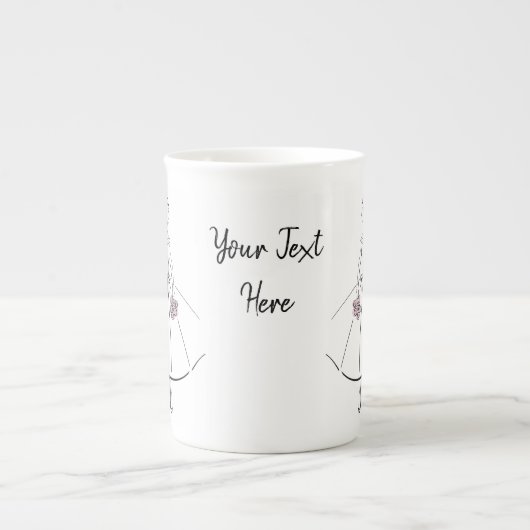 Fashion Bride Pink Text Tasse Knochen China (Vorderseite)