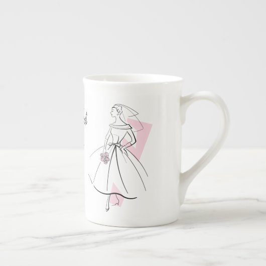 Fashion Bride Pink Text Tasse Knochen China (Rechts)