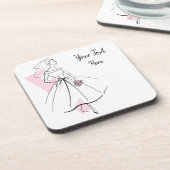Fashion Bride Pink Text Untersetzer Corback (Linke Seite)