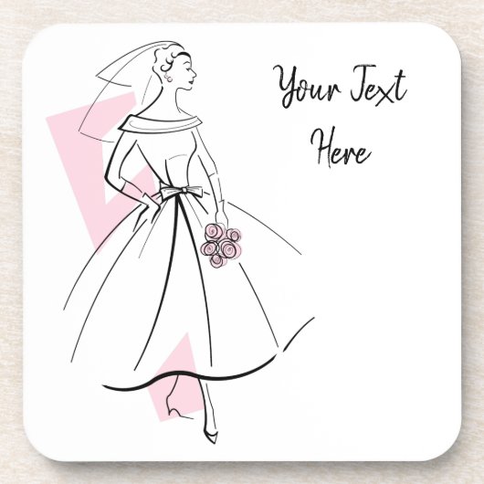 Fashion Bride Pink Text Untersetzer Corback (Vorderseite)
