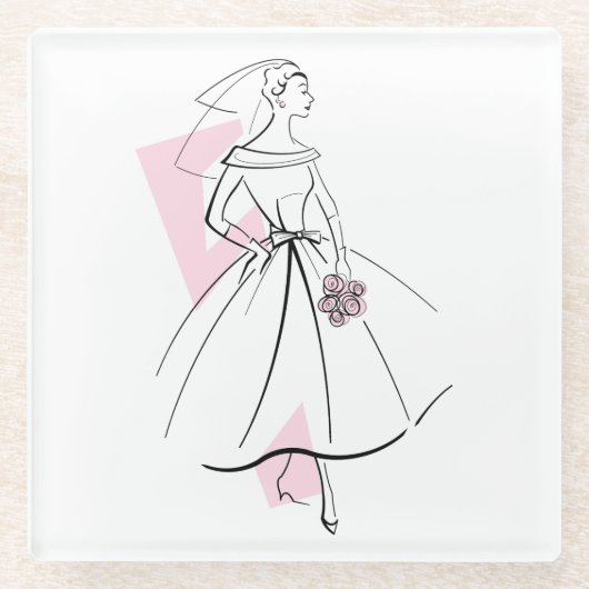 Fashion Bride Pink Untersetzer Glas (Vorderseite)