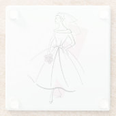 Fashion Bride Pink Untersetzer Glas (Rückseite)