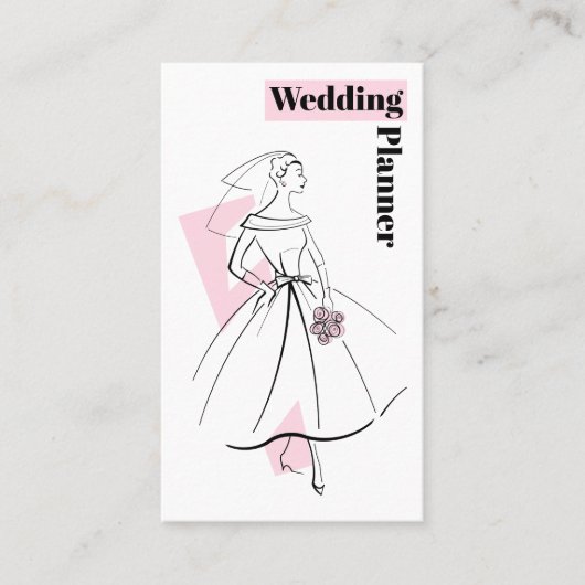 Fashion Bride Pink Wedding Planner Visitenkarte (Vorderseite)
