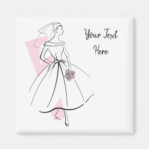 Fashion Bridge Pink Text Magnetquadrat Magnet