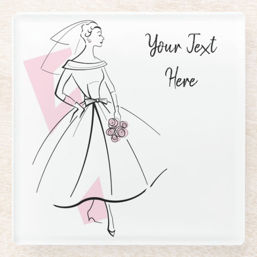 Fashion Bridge Pink Text Untersetzer Glas (Vorderseite)