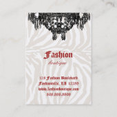 Fashion Business Card Handbag Bootleder Zebra Visitenkarte (Rückseite)