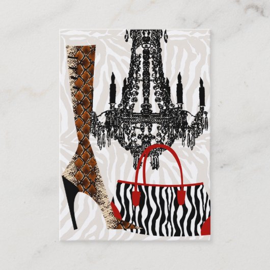 Fashion Business Card Handbag Bootleder Zebra Visitenkarte (Vorderseite)