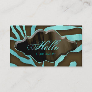 Fashion Business Cards Animal Zebra Blue Visitenkarte