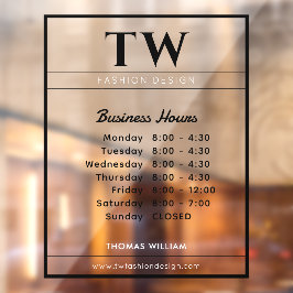 Fashion Business Hours Black Transparent Fensteraufkleber