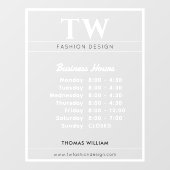 Fashion Business Hours White Transparent Fensteraufkleber (Blatt)