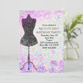 Fashion Confetti Mannequin Party Einladungen (Stehend Vorderseite)