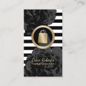 Fashion Consultant Shopper Modern Stripes Floral Visitenkarte (Vorderseite)