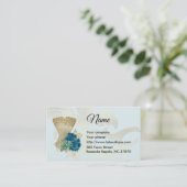 Fashion Corset & Blue Flowers Business Card Visitenkarte (Stehend Vorderseite)