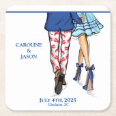 Fashion Couple Red Lobster Shower Wedding Rechteckiger Pappuntersetzer (Vorderseite)