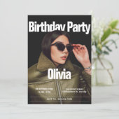 Fashion Cover Magazin Foto Geburtstag Einladung (Stehend Vorderseite)