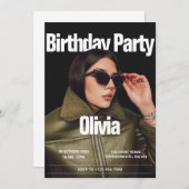 Fashion Cover Magazin Foto Geburtstag Einladung (Vorne/Hinten)