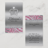 Fashion Crown Salon Spa Silver Pink Crystal Terminkarte (Vorne/Hinten)