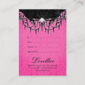Fashion Damask Jewelry Gift Certificate Pink Black Rabattkarte (Rückseite)