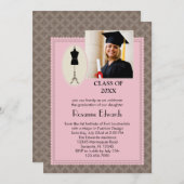 Fashion Design Abschluss Foto Einladung (Vorne/Hinten)