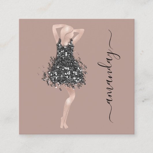 Fashion Designer Shop Dress QR Code Logo Rose Quadratische Visitenkarte (Vorderseite)