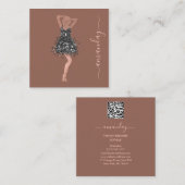 Fashion Designer Shop Dress QRCode Logo Rose Glam Quadratische Visitenkarte (Vorne/Hinten)