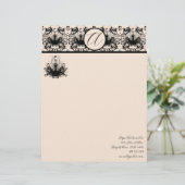 Fashion Diva Hot Pink Raspberry Monogram Damask Briefkopf (Stehend Vorderseite)