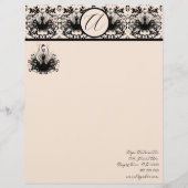 Fashion Diva Hot Pink Raspberry Monogram Damask Briefkopf (Vorderseite)