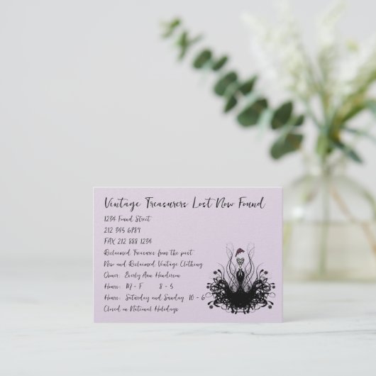 Fashion Diva - mit Blume Visitenkarte (Stehend Vorderseite)