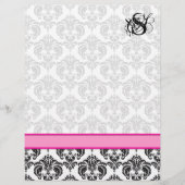 Fashion Diva Pink Raspberry Monogram Damask (Vorderseite)