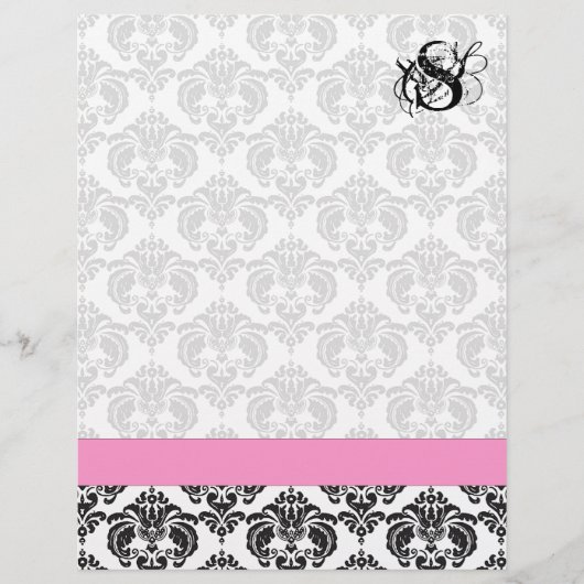 Fashion Diva Pink Raspberry Monogram Damask (Vorderseite)