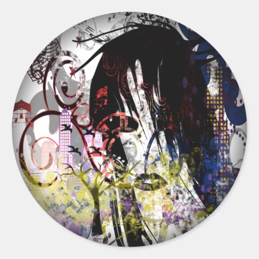 Fashion Diva Swirled Runder Aufkleber (Vorderseite)