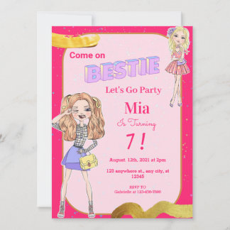 Fashion Doll Bestie Geburtstagsparty Einladung