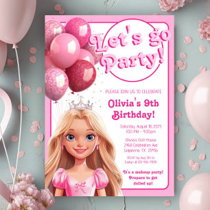 Fashion Doll Princess Birthday Party Einladung