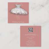 Fashion Dress Blush Logo QR Stylist Boutique Quadratische Visitenkarte (Vorne/Hinten)