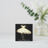 Fashion Dress Gold Schwarz-weißer Logo QR Code Quadratische Visitenkarte (Stehend Vorderseite)