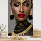 Fashion Exotic African Gold Black Juwelierin Poster (Küche)