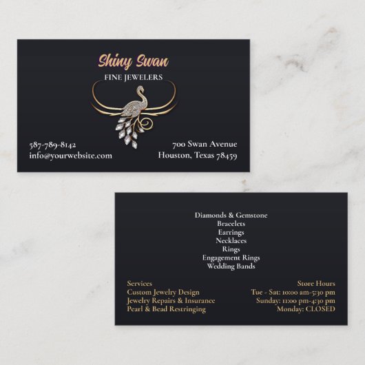 Fashion Fine Jewelry Business Card Visitenkarte (Vorne/Hinten)