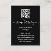 Fashion Floral Black Gold Logo QR Stylist Body Visitenkarte (Rückseite)
