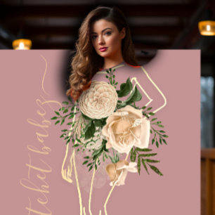 Fashion Floral Rose Logo QR Stylist Body Visitenkarte