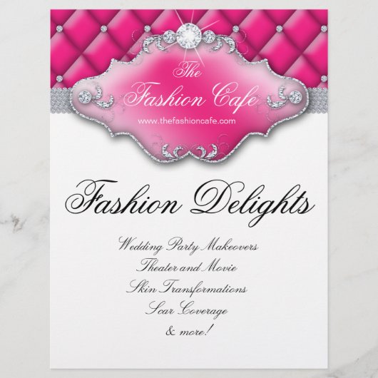 Fashion Flyer Friseur Salon Satin Diamonds Pink (Vorne)