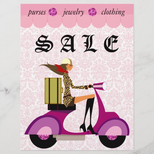Fashion Flyer Scooter Woman Pink Damask 2 (Vorne)