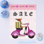 Fashion Flyer Scooter Woman Pink Damask 2 (Einzeln)