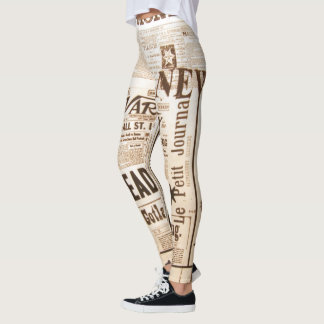 Fashion Forward Vintag Newspaper Print Leggings